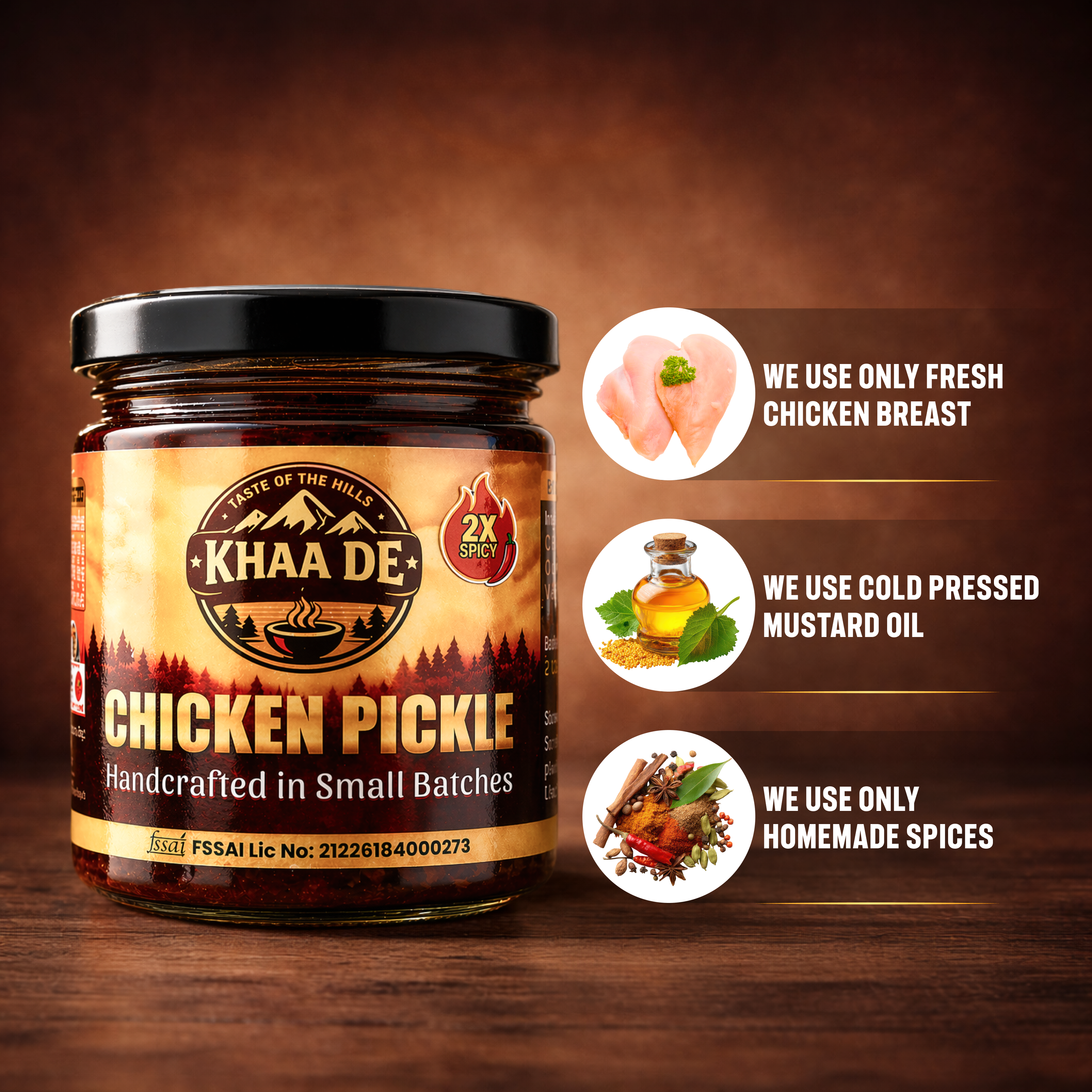 Handmade chicken pickle small batch Khaa De